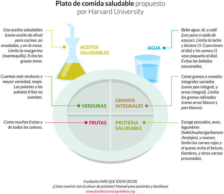 Plato de comida saludable propuesto por Harvard university